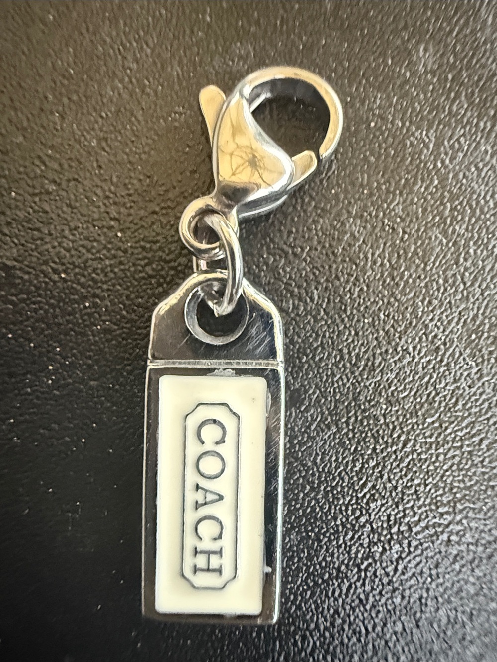 Coach Silver-Tone Key Mini Charm with White Enamel Inset